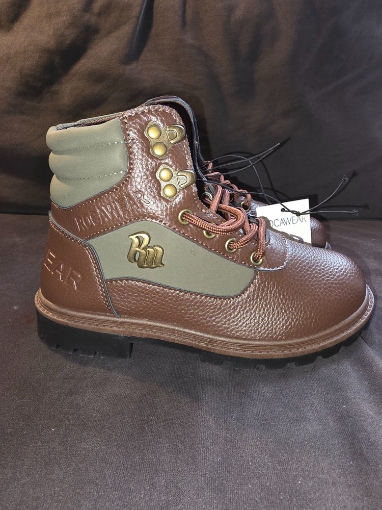 Work Boots Kids Size 4 Rocawear Cadet Brown Olive BBCADET