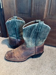 Children Size 3D Dan Post Cowboy Boots 3 Kids Youth Brown Green Leather square