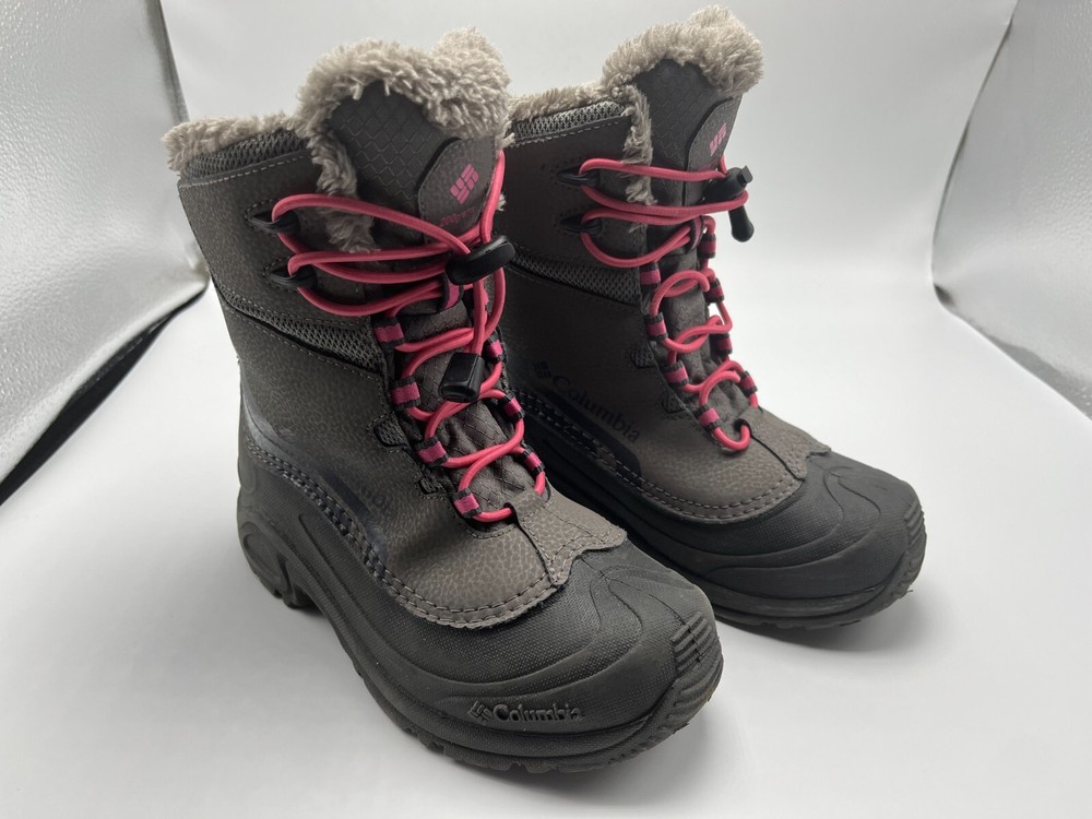 Columbia Kids Bugaboot Waterproof Boot 1790101008 Grey/Pink Youth Sz 2 Shoe