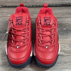 FILA Unisex Kids Disruptor 2 Premium Sneakers Red 3FM00666-616 Lace Up Size 4.5
