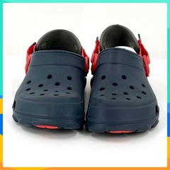 Kids Navy Blue CROCS Clogs w Red Adjustable Length Heel Straps Juvenile Size 3