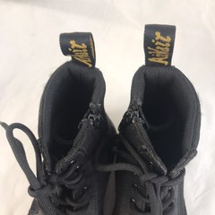 Dr. Martens Air Wair COMBS J Lace Up Side Zip Boots Black Canvas Size YOUTH 2.5