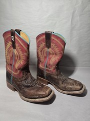 Anderson Bean Kids Boot Red Blue Orange Multi Color Pattern Leather Boots Size 2