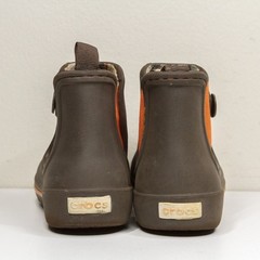 CROCS Rain Boots Waterproof Rubber Chelsea Style Pull On Brown Orange Kids C10