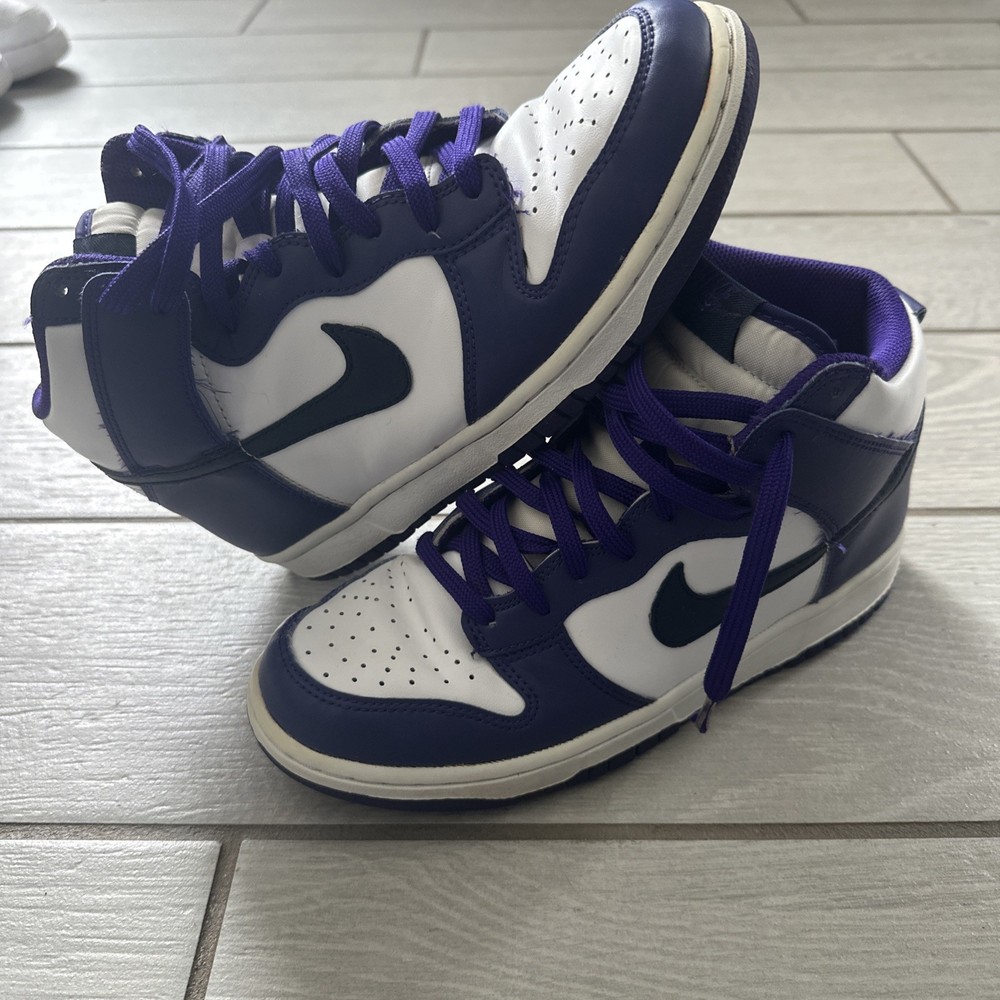 Nike Dunk High Men’s High Top Sneakers Purple/White Lace-Up Size 7Y