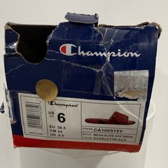 Champion Slide Sandals Red Logo AOP Swirl Streetwear Youth Size 6