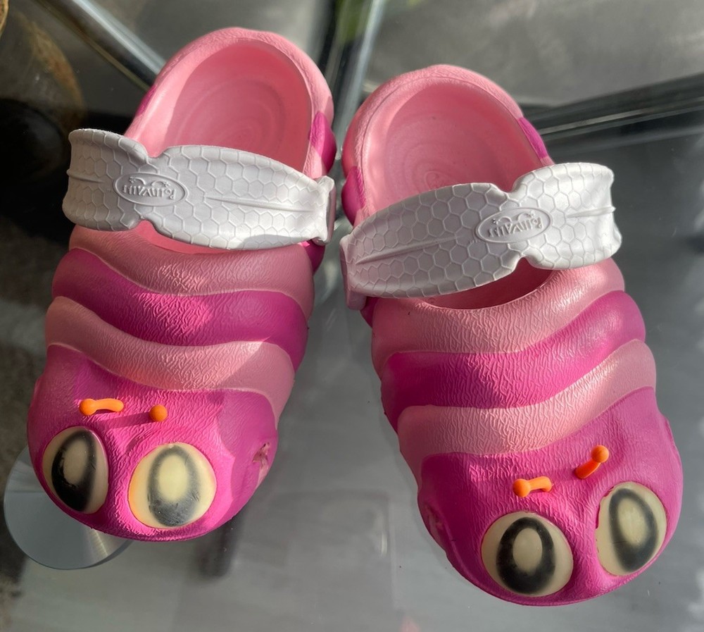 Polliwalks Size 8 Toddler Little Kid Caterpillar Foot Printer Clog Bubblegum