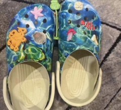 Crocs Classic Clog Unisex Kids Blue/Green Ocean Beach Slip On Strap AU 2