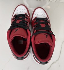 Size 5.5Y Nike Air Jordan 1 Low Reverse Black Red Sneaker Shoes 553560-163