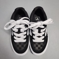 Vans Caldrone Platform Skate Shoes Youth 13 Black Gray Checkered Lace Up 500714