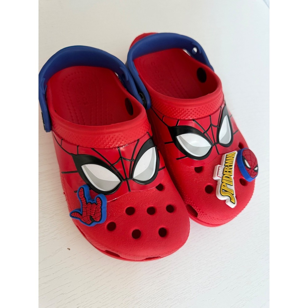 Crocs Kids Marvel Spider-Man Clogs Red Blue Jibbitz Size 13 C13 Boys Girls