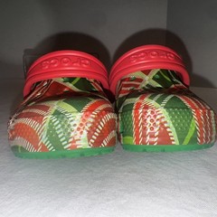 Crocs Baya Holiday Plaid Clogs Christmas Red Green Comfort Sandals Kids Size C6