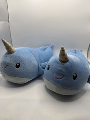 Narwhal Plush Slippers Kids Size 4/5 Super Cute!