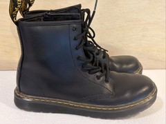 Dr. Martens Leather Boots black ZAVALA Size 4 and 5 side zip moto combat NEW