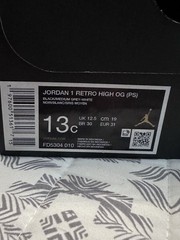 Kids Size 13c Jordan 1 Retro High OG Black/gray Satin New With Box