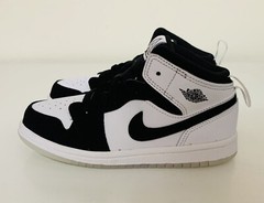 Nike Air Jordan 1 Mid SE TD Diamond Sz 7C White Black Toddler DN4322-100 NEW!!!