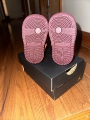 Size 2C Jordan 1 Mid SE (TD) Night Maroon/Total Orange FD5462608 Worn Once