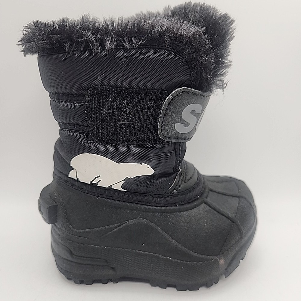 SOREL Little Kid’s Snow Commander Insulated Boots, Black/Charcoal Size 4