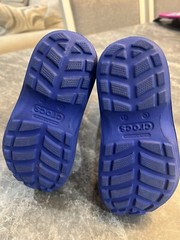 Crocs~Kids C 13 Unisex Boy Girl~Rubber Rain Boots~Blue~Pull On With Handles