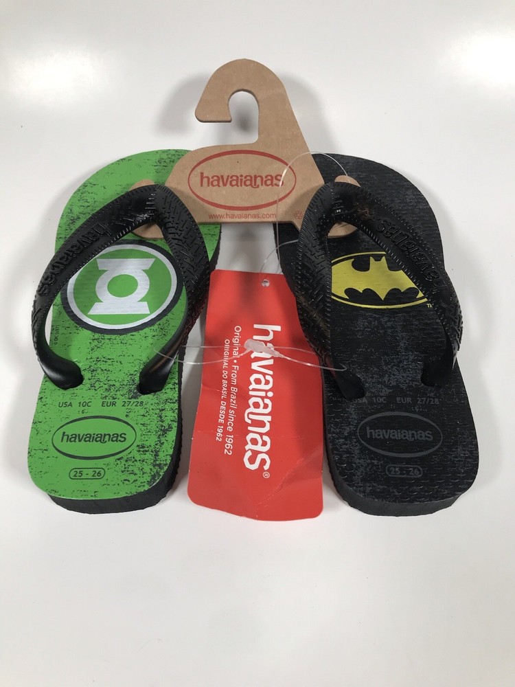 NEW Havaianas DC Comics Batman Flip Flops Kids Sandals Youth Sz 10C
