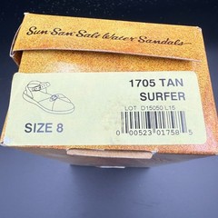 Sun-San Salt Water Sandals Surfer 1705 Tan Leather Kids Size 8 Buckle Water Shoe