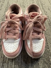 Nike Dunk Low Top Shoes Kids Size 11C Pink White Leather Sneakers HV0930-100