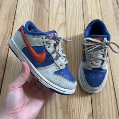 Nike Dunk Low Blue Grey Orange Paint Splatter Kids Sneakers 11C HJ9234-025