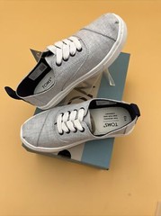 Toms Cordones Cupsole Drizzle Grey Chambray US Youth 12, Brand New w Box