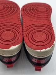 Nike Shoes Kids Size 1Y Red Black Hook & Loop Strap All Day Play Damage Sneakers