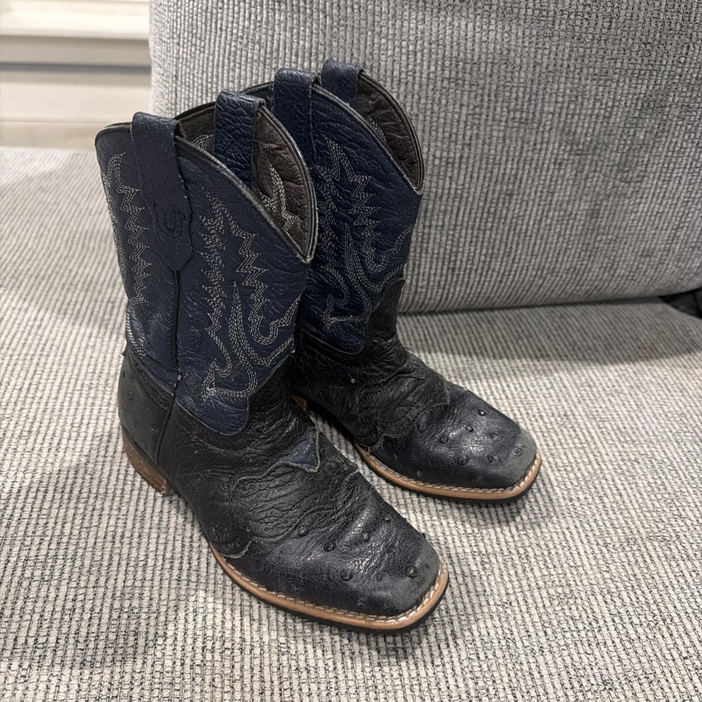 Caballo Dorado Imitation Kids Ostrich Cowboy Boots Size 2 Made in Mexico