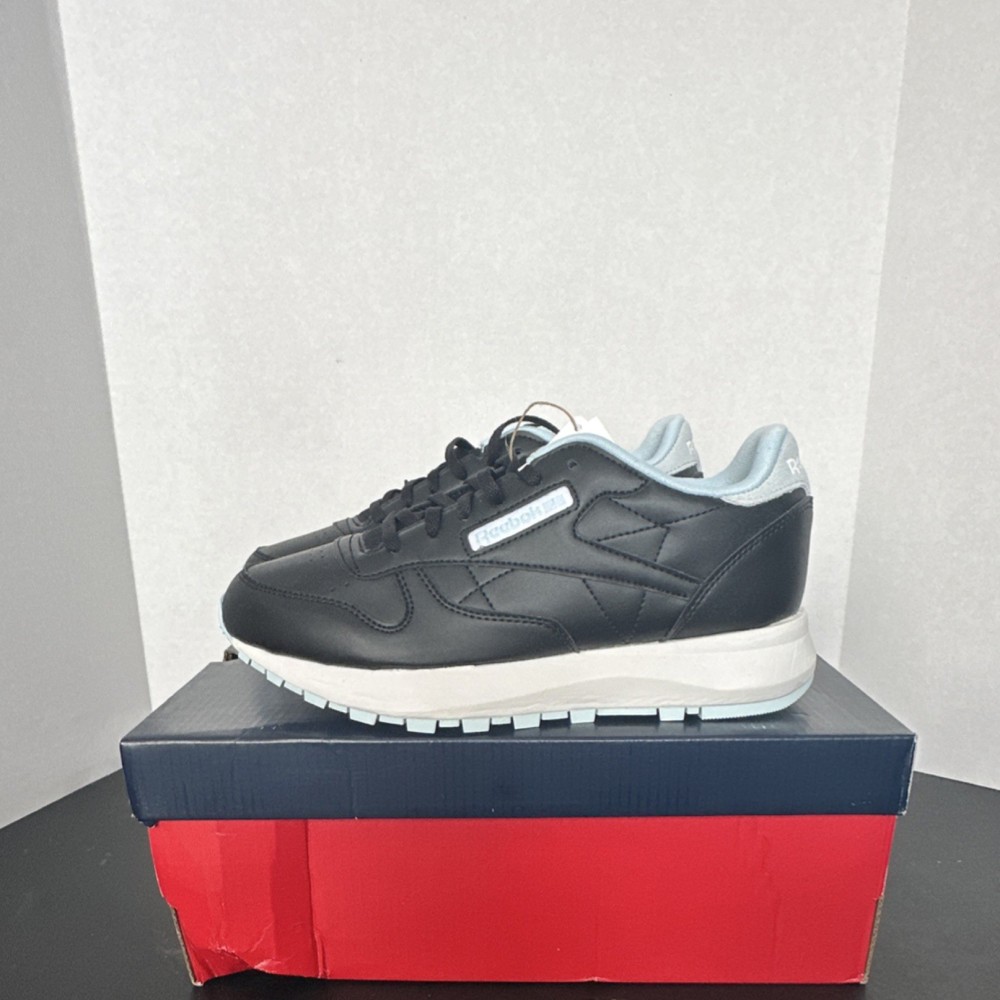 Reebok CL LTHR SP GZ1597 Classic Leather Black/Blue/White Kids Sneaker Size 6 US