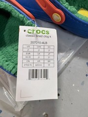 Crocs Classic Lined Clog K Blue Green Orange Kids Size J3 NEW