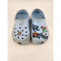 Crocs Classic Clog Kids Size J3 Light Blue Lilo & Stitch Jibbitz 206991