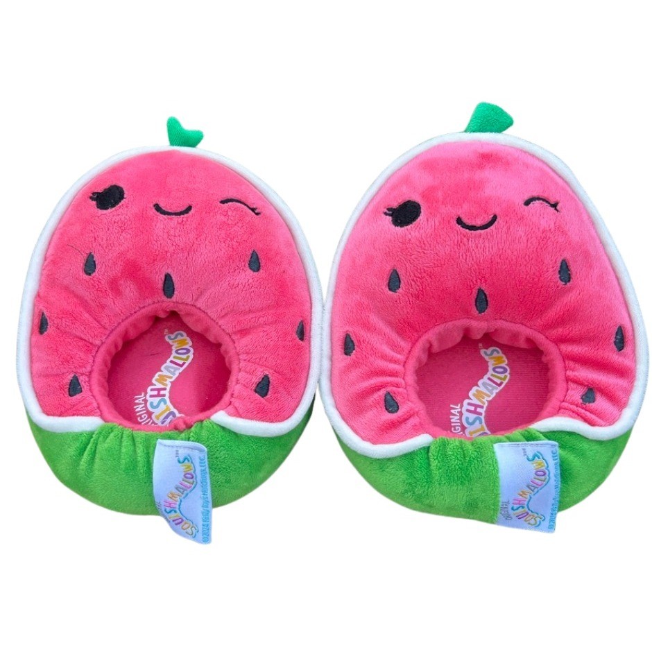 Squishmallows Wanda Watermelon Plush Slippers Pink/Green Girls 7-8