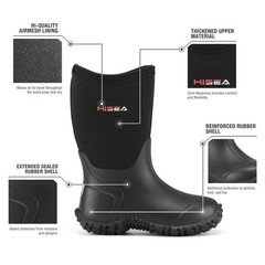 Waterproof Neoprene Rubber Rain Boots for Kids Mid Calf Outdoor Fishing Hiking