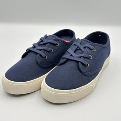Levi’s Kids Size 3 Blue Canvas Leather Lace Up School Boat Sneakers Shoes