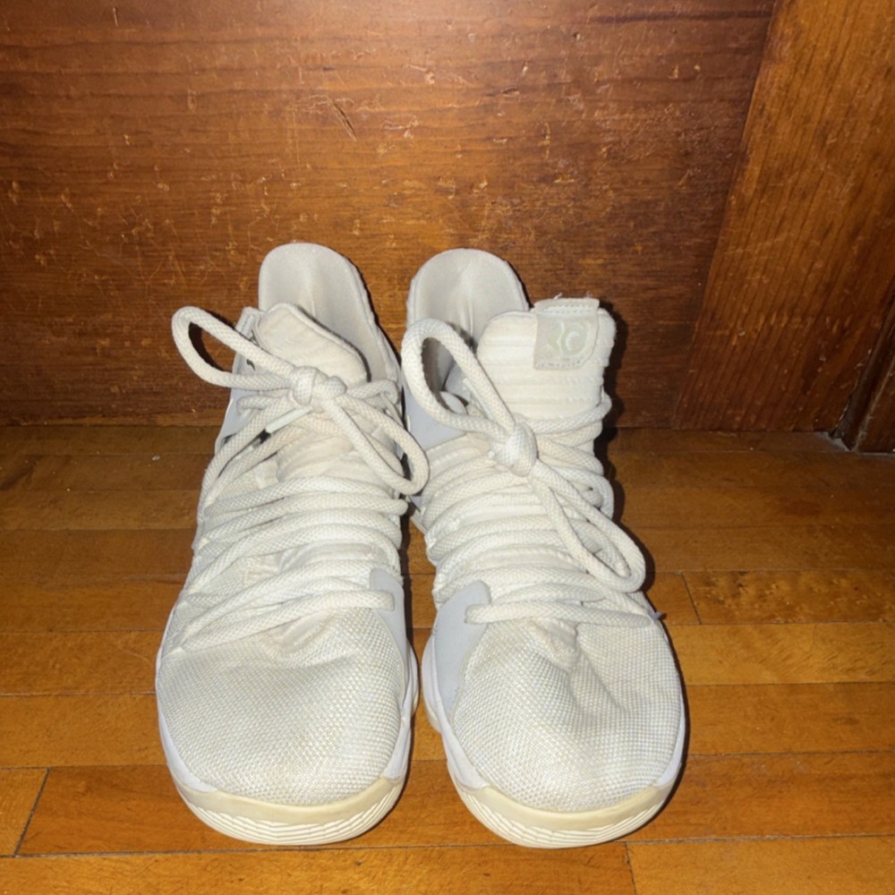 Nike KD 10 White Mesh Basketball Sneakers 7Y Lace Up Kevin Durant