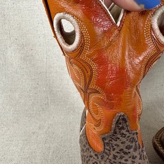 Anderson Bean Kids Western Boots Orange Leather Cowboy Square Toe 11