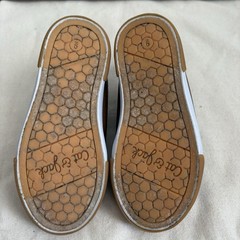 Cat & Jack Boys Faux Leather Hook & Loop Low Top Sneakers Brown Navy Laces 9