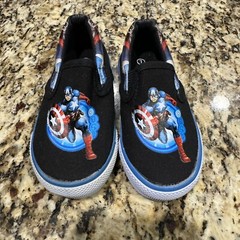 MARVEL Captain America Black/Blue Slip On Casual Shoes Youth Size US 7