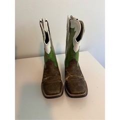 Ariat Kids size 13 Western leather boots brown green