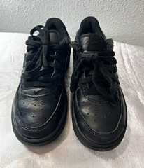 Nike Court Borough Low 2 Black Low Top Leather Lace-Up Sneakers Kids 11.5C