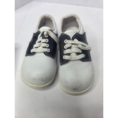 Foot Mates Kids White Navy Blue Leather Saddle Shoes Sneakers Vintage Style USA