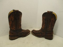 Corral Brown Leather Square Toe Cowboy Boots Youth Sz 2.5 T Sty A1117
