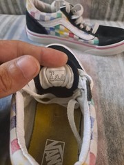 VANS 721356 Old Skool Rainbow Checkered Low Top Skate Shoes Kids Size 2