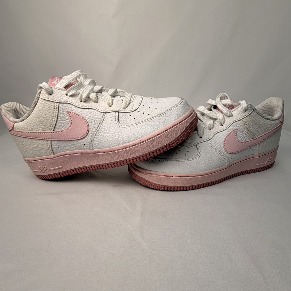 Nike Air Force 1 Low White Pink Trainers Size 6.5Y Kids Leather Gym Women’s 8.5