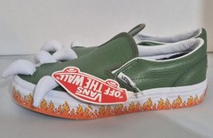 VANS Off The Wall Monster Claw Flame Slip-On Green Unisex Kids Shoes US 3