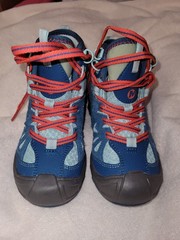 Merrell Capra Mid WTPF Blue Suede Waterproof Hiking Boots Kids Youth Size 11
