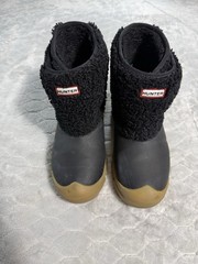 Hunter Kids Roll Top Rain Boots Black Gum Sole Youth US 3 UK2 EU34