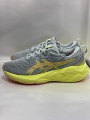 Asics Kids Size 3 Nova Blast Grey/Green/Yellow Running Shoes 1014A317